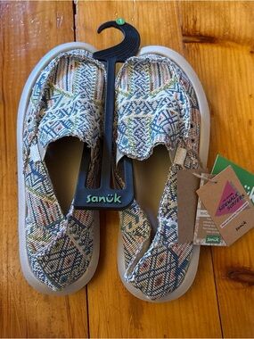 Sanuk Kids Beige Multi-Pattern Slip-On Shoes